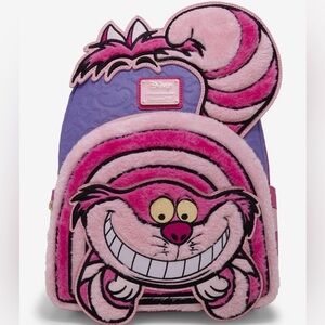 Loungefly Disney Alice in Wonderland Fuzzy Cheshire Cat Mini Backpack NWT